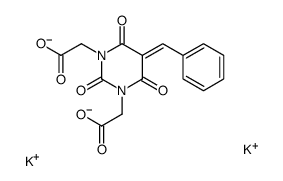 dipotassium,2-[5-benzylidene-3-(carboxylatomethyl)-2,4,6-trioxo-1,3-diazinan-1-yl]acetate Structure