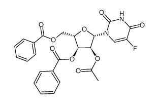 (2S,3S,4S,5S)-4-acetoxy-2-((benzoyloxy)methyl)-5-(5-fluoro-2,4-dioxo-3,4-dihydropyrimidin-1(2H)-yl)tetrahydrofuran-3-yl benzoate Structure