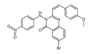 6-bromo-2-[(E)-2-(4-methoxyphenyl)ethenyl]-3-(4-nitroanilino)quinazolin-4-one结构式