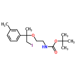 tert-butyl (2-{[1-iodo-2-(3-methylphenyl)propan-2-yl]oxy}ethyl)carbamate结构式
