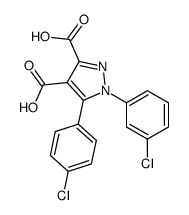 1-(3-chlorophenyl)-5-(4-chlorophenyl)pyrazole-3,4-dicarboxylic acid结构式