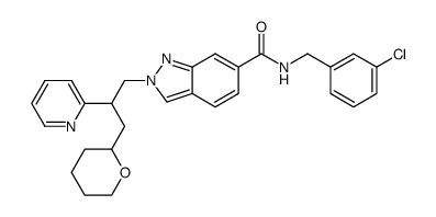 N-(3-Chlorobenzyl)-2-[2-pyridin-2-yl-3-(tetrahydro-2H-pyran-2-yl)propyl]-2H-indazole-6-carboxamide结构式