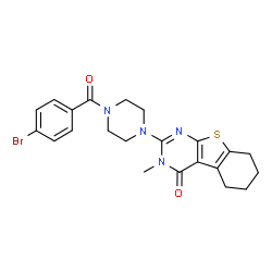 2-{4-[(4-bromophenyl)carbonyl]piperazin-1-yl}-3-methyl-5,6,7,8-tetrahydro[1]benzothieno[2,3-d]pyrimidin-4(3H)-one结构式