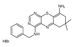 4-N-benzyl-7,7-dimethyl-6,8-dihydropyrimido[4,5-b][1,4]benzothiazine-4,9-diamine,hydrobromide Structure