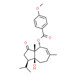 4-Methoxybenzoic acid (1R)-1,2,3,3a,4,7,8,8a-octahydro-8aβ-hydroxy-3aβ,6-dimethyl-1β-(1-methylethyl)-3-oxoazulen-4α-yl ester Structure