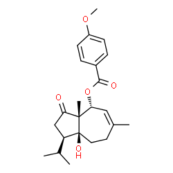 4-Methoxybenzoic acid (1R)-1,2,3,3a,4,7,8,8a-octahydro-8aβ-hydroxy-3aβ,6-dimethyl-1β-(1-methylethyl)-3-oxoazulen-4α-yl ester structure