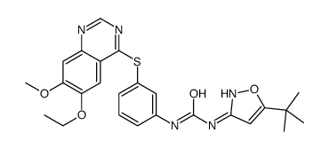 1-(5-tert-butyl-1,2-oxazol-3-yl)-3-[3-(6-ethoxy-7-methoxyquinazolin-4-yl)sulfanylphenyl]urea结构式