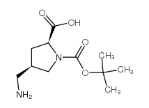 (2S,4R)-4-(aminomethyl)-1-(tert-butoxycarbonyl)pyrrolidine-2-carboxylic acid structure
