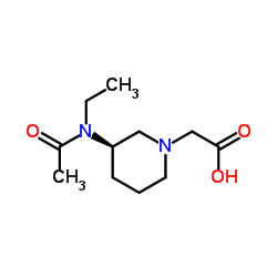 {(3R)-3-[Acetyl(ethyl)amino]-1-piperidinyl}acetic acid结构式
