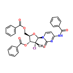 (2R,3R,4R,5R)-5-(4-benzamido-2-oxopyrimidin-1(2H)-yl)-2-((benzoyloxy)methyl)-4-chloro-4-methyltetrahydrofuran-3-ylbenzoate structure