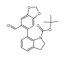 tert-butyl 7-(6-formylbenzo[d][1,3]dioxol-5-yl)indoline-1-carboxylate结构式