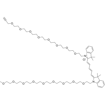 N-(m-PEG9)-N'-(propargyl-PEG8)-Cy5 Structure