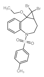 1,1-dibromo-8b-ethoxy-4-(4-methylphenyl)sulfonyl-2,3-dihydro-1aH-cyclopropa[d][1]benzazepine结构式