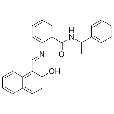 2-[[(2-羟基-1-萘基)亚甲基]氨基]-N-(1-苯基乙基)苯甲酰胺结构式