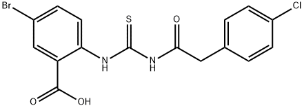 5-bromo-2-[[[[(4-chlorophenyl)acetyl]amino]thioxomethyl]amino]-benzoic acid structure