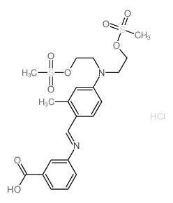 Benzoicacid,3-[[[4-[bis[2-[(methylsulfonyl)oxy]ethyl]amino]-2-methylphenyl]methylene]amino]-,hydrochloride (1:1) Structure