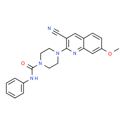 1-Piperazinecarboxamide,4-(3-cyano-7-methoxy-2-quinolinyl)-N-phenyl-(9CI) structure