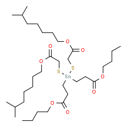 dibutyl 3,3'-[bis[[2-(isooctyloxy)-2-oxoethyl]thio]stannylene]dipropionate结构式