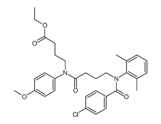 N-[N-p-Chlorbenzoyl-4-(2.6-dimethylanilino-butyryl]-4-(p-anisidino)-buttersaeureester结构式