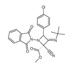 2-cyano-2-(methoxycarbonyl)-4-(p-chlorophenyl)-1-phthalimido-3-(tert-butylimino)azetidine Structure