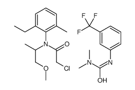 2-chloro-N-(2-ethyl-6-methylphenyl)-N-(1-methoxypropan-2-yl)acetamide,1,1-dimethyl-3-[3-(trifluoromethyl)phenyl]urea结构式