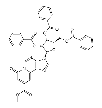 methyl 3-(O2,O3,O5-tribenzoylribofuranosyl)-7-oxo-7H-pyrido[2,1-i]purine-9-carboxylate结构式