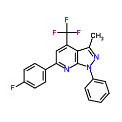 6-(4-Fluorophenyl)-3-methyl-1-phenyl-4-(trifluoromethyl)-1H-pyrazolo[3,4-b]pyridine结构式