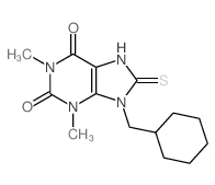 1H-Purine-2,6-dione,9-(cyclohexylmethyl)-3,7,8,9-tetrahydro-1,3-dimethyl-8-thioxo-结构式