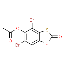4,6-dibromo-2-oxo-1,3-benzoxathiol-5-yl acetate结构式