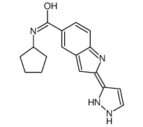 N-cyclopentyl-2-(1,2-dihydropyrazol-3-ylidene)indole-5-carboxamide结构式