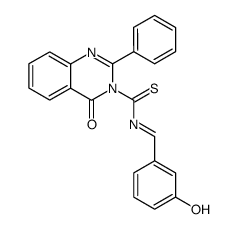 4-Oxo-2-phenyl-4H-quinazoline-3-carbothioic acid 1-(3-hydroxy-phenyl)-meth-(E)-ylideneamide Structure