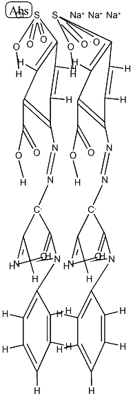 trisodium bis[2-[(4,5-dihydro-3-methyl-5-oxo-1-phenyl-1H-pyrazol-4-yl)azo]-5-sulphobenzoato(3-)]chromate(3-) Structure