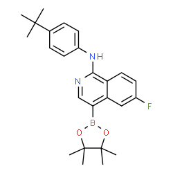 N-(4-tert-butylphenyl)-6-fluoro-4-(4,4,5,5-tetramethyl-1,3,2-dioxaborolan-2-yl)isoquinolin-1-amine Structure
