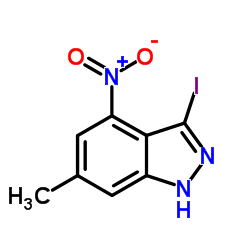 3-Iodo-6-methyl-4-nitro-1H-indazole结构式