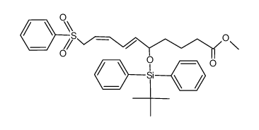 (6E,8Z)-10-Benzenesulfonyl-5-(tert-butyl-diphenyl-silanyloxy)-deca-6,8-dienoic acid methyl ester结构式