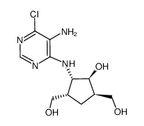 2-(5-amino-6-chloro-pyrimidin-4-ylamino)-3,5-bis-hydroxymethyl-cyclopentanol结构式