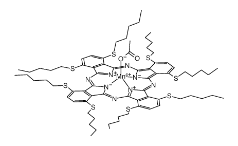 1,4,8,11,15,18,25-octapentylthiophthalocyaninato manganese(IV) acetate(1+) Structure