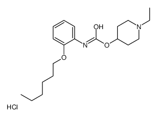 o-(Hexyloxy)carbanilic acid 1-ethyl-4-piperidyl ester hydrochloride Structure