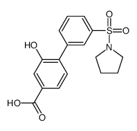 3-hydroxy-4-(3-pyrrolidin-1-ylsulfonylphenyl)benzoic acid结构式