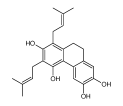 6,8-bis(3-methylbut-2-enyl)-9,10-dihydrophenanthrene-2,3,5,7-tetrol结构式