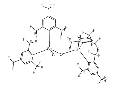 μ-oxo-bis-(chlorobis{2,4,6-tris(trifluoromethyl)phenyl}tin)结构式