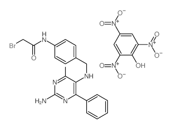 2-bromo-N-[4-[[(2,4-diamino-6-phenyl-pyrimidin-5-yl)amino]methyl]phenyl]acetamide; 2,4,6-trinitrophenol picture