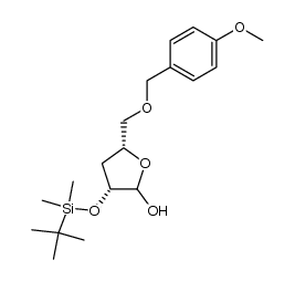 (3R,5R)-3-(tert-butyldimethylsilyl)oxy-2-hydroxy-5-[((4-methoxybenzyl)oxy)methyl]tetrahydrofuran结构式