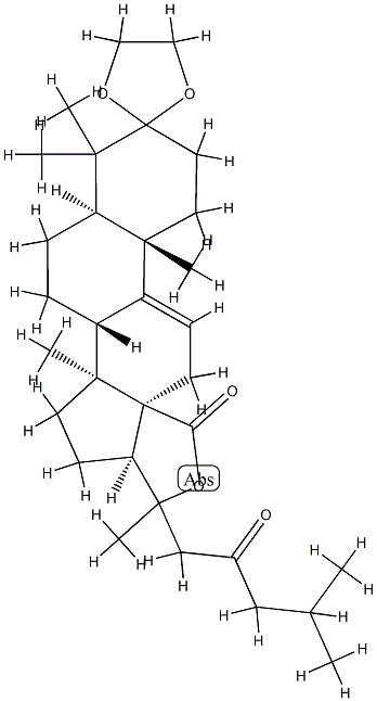 (20ξ)-3,3-[1,2-Ethanediylbis(oxy)]-20-hydroxy-23-oxo-5α-lanost-9(11)-en-18-oic acid γ-lactone结构式