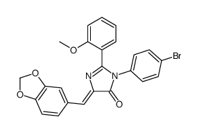 4H-Imidazol-4-one,5-(1,3-benzodioxol-5-ylmethylene)-3-(4-bromophenyl)-3,5-dihydro-2-(2-methoxyphenyl)- Structure