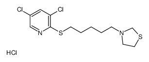 3-[5-(3,5-dichloropyridin-2-yl)sulfanylpentyl]-1,3-thiazolidine,hydrochloride结构式