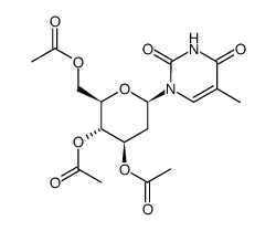1-(2-deoxy-3,4,6-tri-O-acetyl-β-D-arabino-hexopyranosyl)thymine结构式