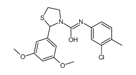 N-(3-chloro-4-methylphenyl)-2-(3,5-dimethoxyphenyl)-1,3-thiazolidine-3-carboxamide结构式