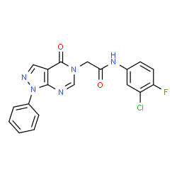 5H-Pyrazolo[3,4-d]pyrimidine-5-acetamide,N-(3-chloro-4-fluorophenyl)-1,4-dihydro-4-oxo-1-phenyl-(9CI)结构式