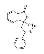 3-Hydroxy-3-{2-[(E)-hydroxyimino]-2-phenyl-ethyl}-2-methyl-2,3-dihydro-isoindol-1-one Structure